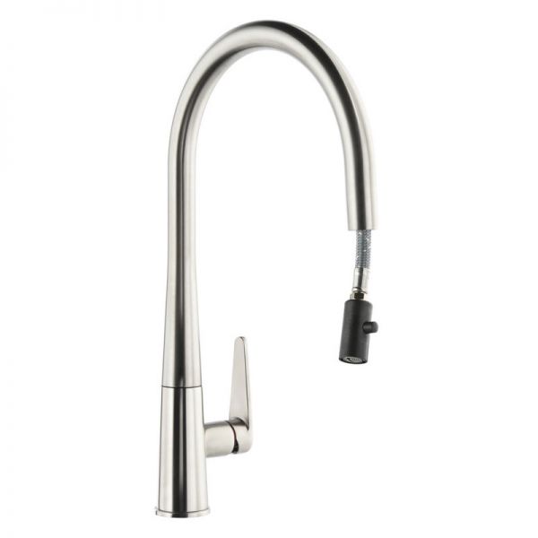Abode Coniq R Single Lever Brushed Nickel Monobloc Kitchen Mixer Tap with Pull Out Spout #2