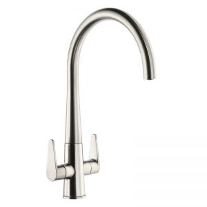 Abode Coniq R Dual Lever Brushed Nickel Monobloc Kitchen Mixer Tap