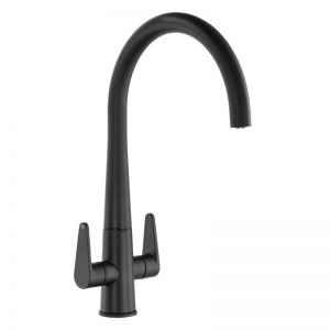 Abode Coniq R Dual Lever Matt Black Monobloc Kitchen Mixer Tap