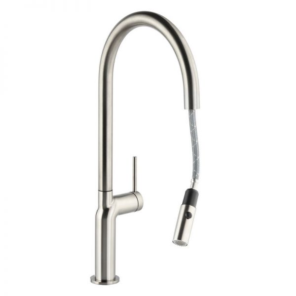 Abode Tubist Single Lever Brushed Nickel Monobloc Kitchen Mixer Tap with Pull Out Spout #2