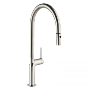 Abode Tubist Single Lever Brushed Nickel Monobloc Kitchen Mixer Tap with Pull Out Spout