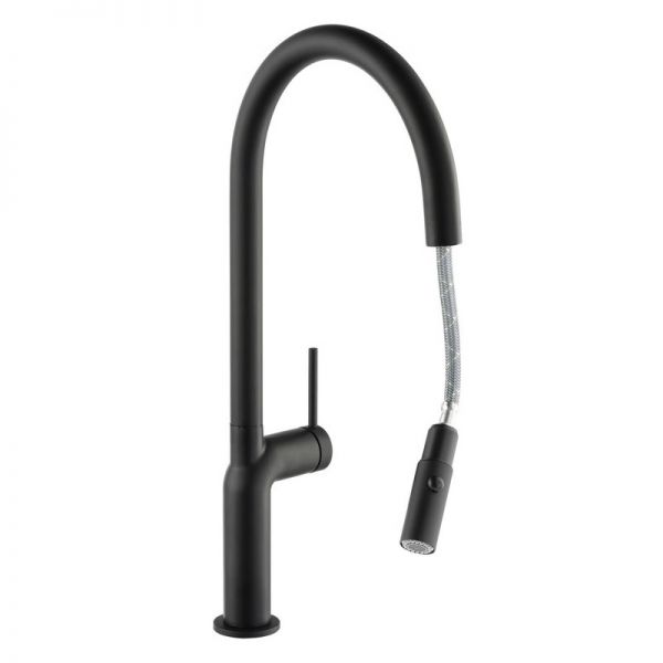 Abode Tubist Single Lever Matt Black Monobloc Kitchen Mixer Tap with Pull Out Spout #2