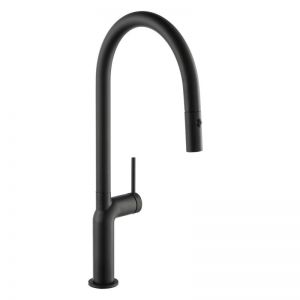 Abode Tubist Single Lever Matt Black Monobloc Kitchen Mixer Tap with Pull Out Spout