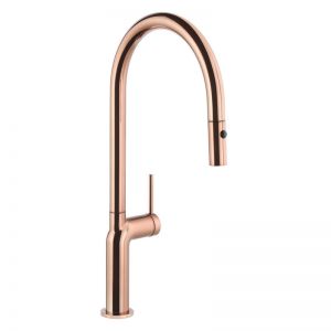 Abode Tubist Single Lever Polished Copper Monobloc Kitchen Mixer Tap with Pull Out Spout
