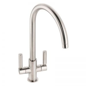 Abode Globe Dual Lever Brushed Nickel Kitchen Mixer Tap