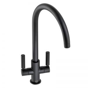 Abode Globe Dual Lever Matt Black Kitchen Mixer Tap