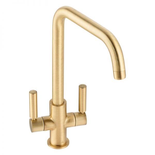 Abode Globe Quad Dual Lever Brushed Brass Kitchen Mixer Tap