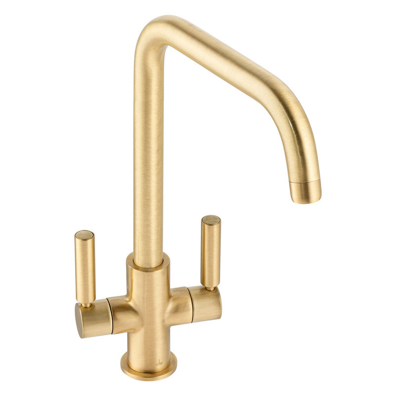 Abode Globe Quad Dual Lever Brushed Brass Kitchen Mixer Tap AT2144