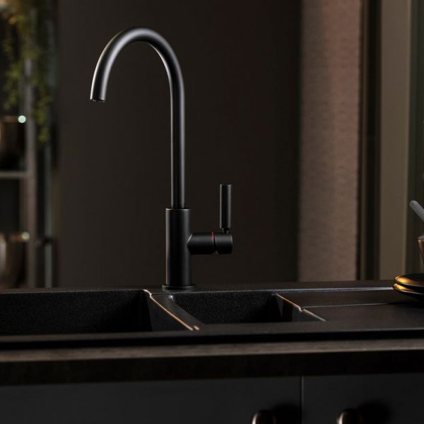 Abode Globe Single Lever Matt Black Kitchen Mixer Tap #5