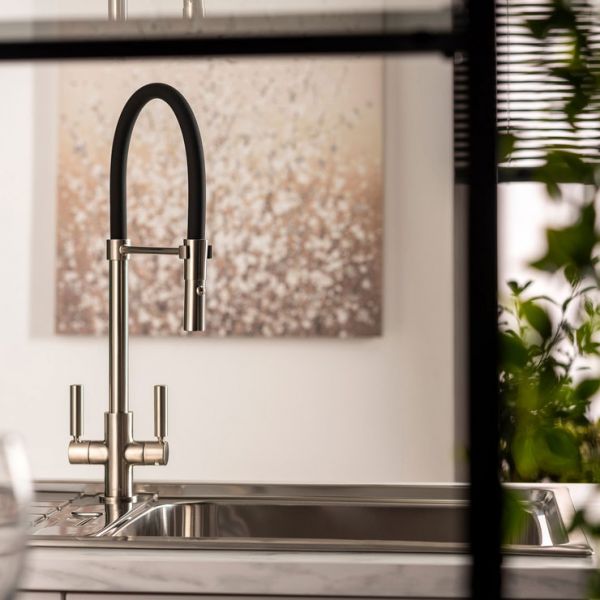 Abode Globe Brushed Nickel Professional Monobloc Kitchen Mixer Tap #3