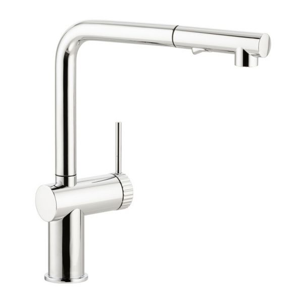 Abode Fraction Single Lever Chrome Kitchen Mixer Tap with Pull Out Spout