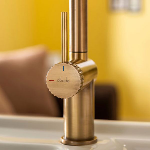 Abode Fraction Single Lever Antique Brass Kitchen Mixer Tap with Pull