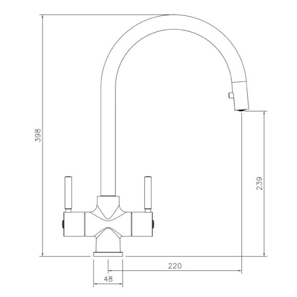 Abode Zest Dual Lever Chrome Kitchen Mixer Tap with Pull Out Hose #6