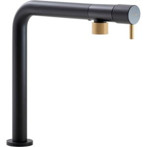 Abode Agilis Single Lever Matt Black and Brass Kitchen Mixer Tap