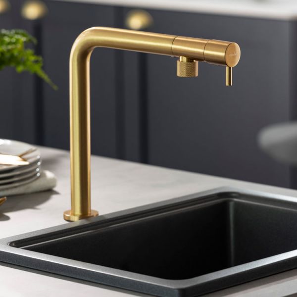 Abode Agilis Single Lever Brushed Brass Kitchen Mixer Tap AT2188