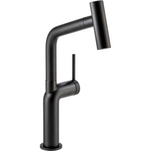 Abode Tubist T Single Lever Matt Black Monobloc Kitchen Mixer Tap with Pullout Spout