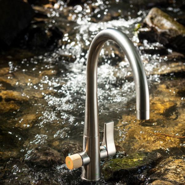 Abode Naturale Aquifier Water Filter Brushed Nickel Monobloc Kitchen Mixer Tap #2