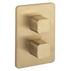 Crosswater Atoll Crossbox Brushed Brass Two Outlet Thermostatic Shower Valve