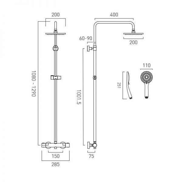 Vado Atmosphere Thermostatic Shower Kit with Handset #3