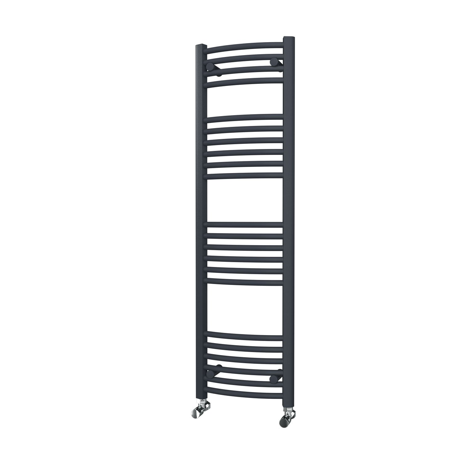 Matte Anthracite Curved Ladder Heated Towel Rails 1400mm x 400mm Central Heating 5 Year Guarantee 