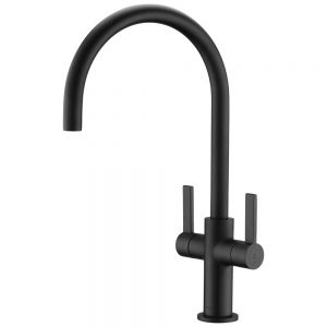 Clearwater Auva C Twin Lever Matt Black Monobloc Kitchen Sink Mixer Tap