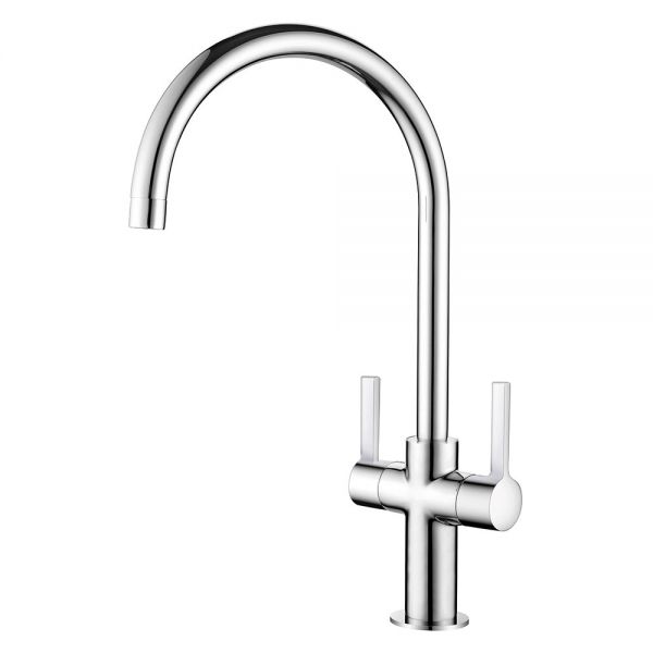 Clearwater Auva C Twin Lever Chrome Monobloc Kitchen Sink Mixer Tap