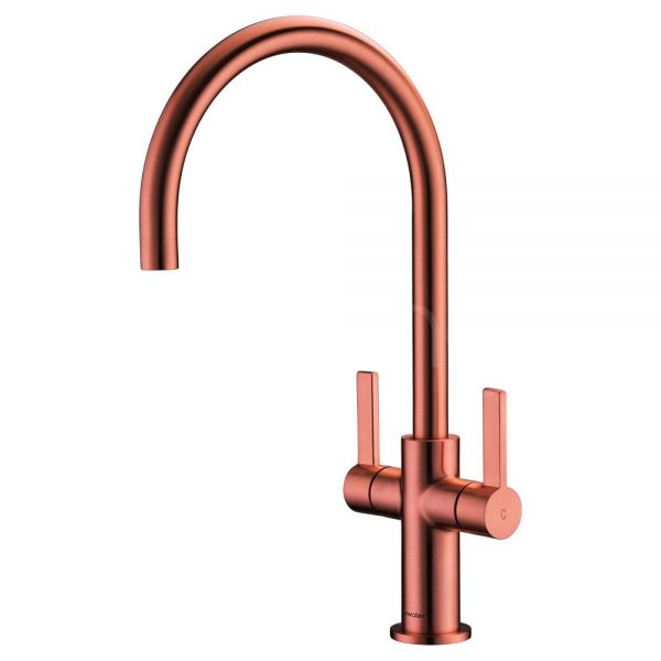 Clearwater Auva C Twin Lever Copper Monobloc Kitchen Sink Mixer Tap