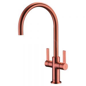 Clearwater Auva C Twin Lever Copper Monobloc Kitchen Sink Mixer Tap