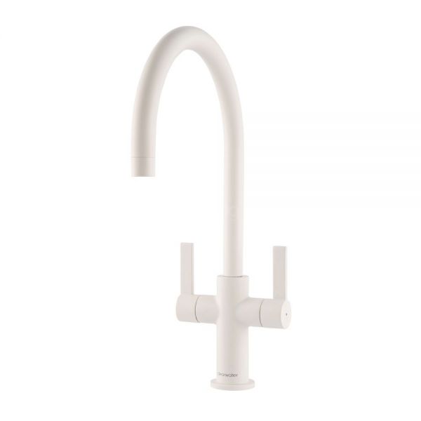 Clearwater Auva C Twin Lever Matt White Monobloc Kitchen Sink Mixer Tap