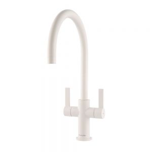 Clearwater Auva C Twin Lever Matt White Monobloc Kitchen Sink Mixer Tap
