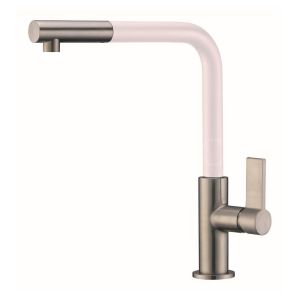 Clearwater Auriga Single Lever Brushed Nickel and White Pull Out Kitchen Sink Mixer Tap