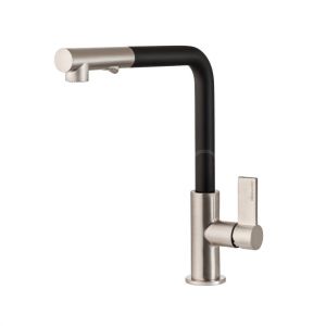 Clearwater Auriga Single Lever Brushed Nickel and Black Pull Out Kitchen Sink Mixer Tap