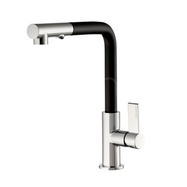 Clearwater Auriga Single Lever Chrome and Black Pull Out Kitchen Sink Mixer Tap