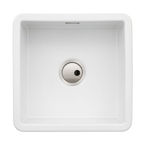 Abode Sandon Undermount or Inset Single Bowl White Ceramic Kitchen Sink