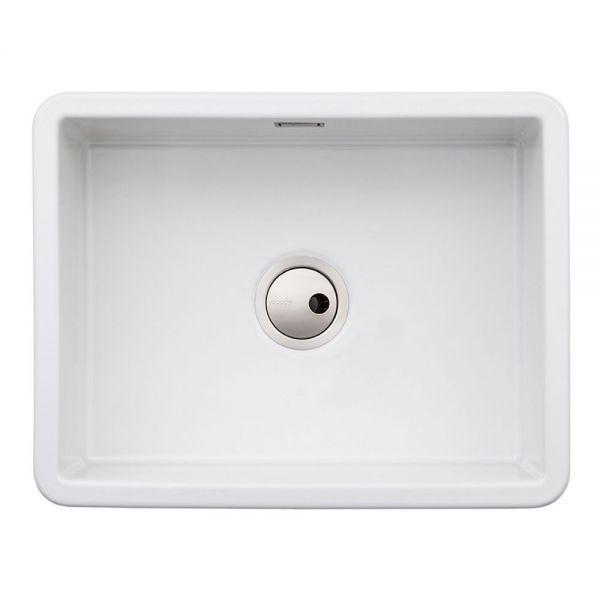 Abode Sandon Large Undermount or Inset Single Bowl White Ceramic Kitchen Sink