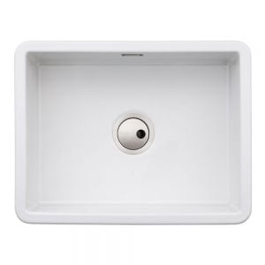 Abode Sandon Large Undermount or Inset Single Bowl White Ceramic Kitchen Sink