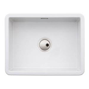 Abode Sandon Large Undermount or Inset Single Bowl White Ceramic Kitchen Sink