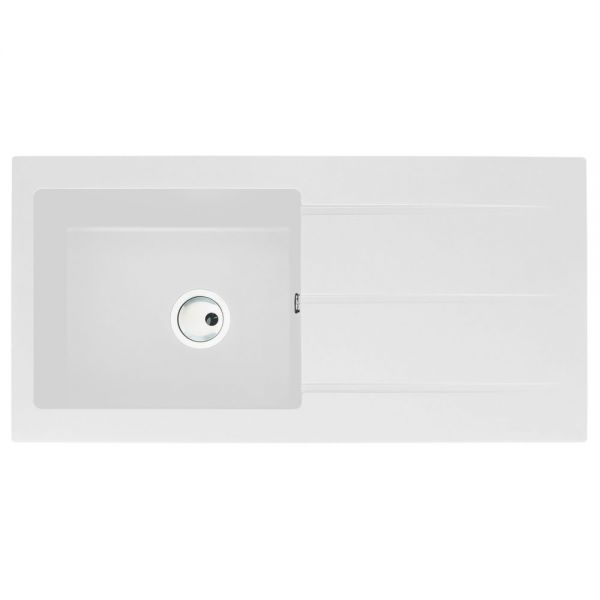 Abode Zero Inset Single Bowl White Granite Kitchen Sink with Drainer