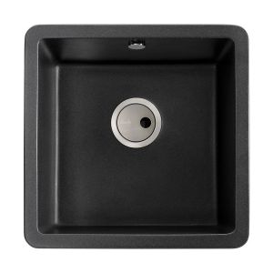 Abode Matrix SQ GR15 Undermount or Inset Single Bowl Black Metallic Granite Kitchen Sink