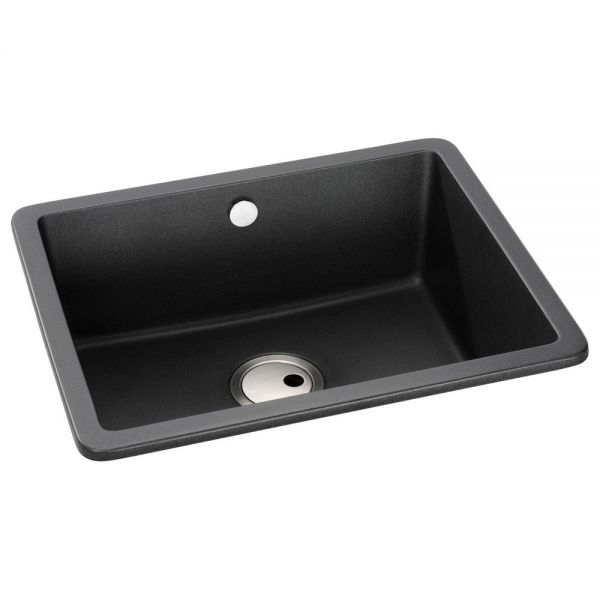 Abode Matrix SQ GR15 Undermount or Inset Large Single Bowl Black Metallic Granite Kitchen Sink #2