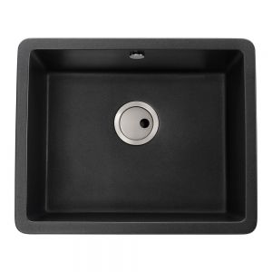 Abode Matrix SQ GR15 Undermount or Inset Large Single Bowl Black Metallic Granite Kitchen Sink