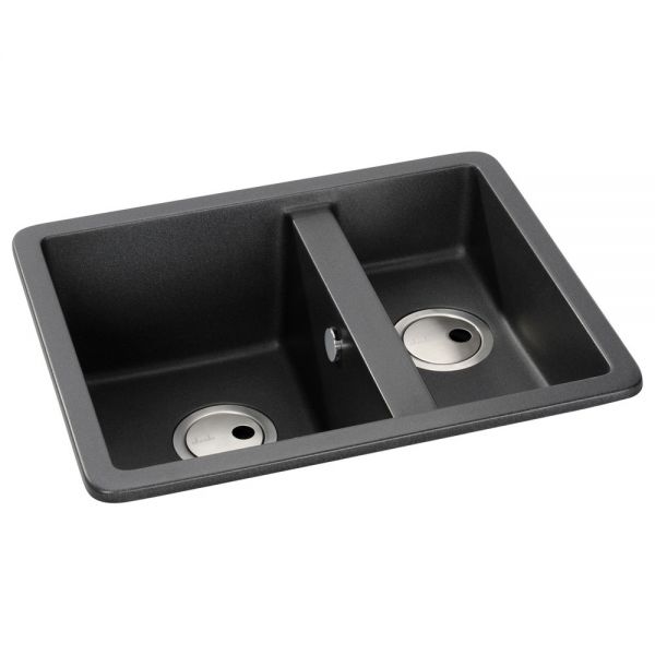 Abode Matrix SQ GR15 Undermount or Inset 1.5 Bowl Black Metallic Granite Kitchen Sink #2