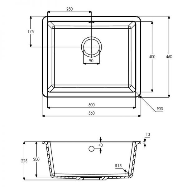 Abode Matrix SQ GR15 Undermount or Inset Large Single Bowl Grey Metallic Granite Kitchen Sink #3