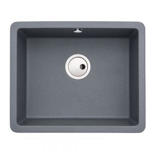 Abode Matrix SQ GR15 Undermount or Inset Large Single Bowl Grey Metallic Granite Kitchen Sink