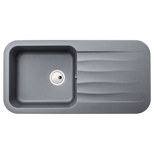 Abode Dune Inset Single Bowl Grey Metallic Granite Kitchen Sink with Drainer