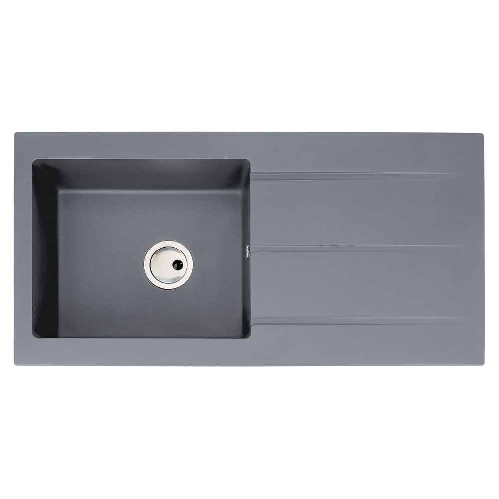 Abode Zero Inset Single Bowl Grey Metallic Granite Kitchen Sink With Drainer Aw3163