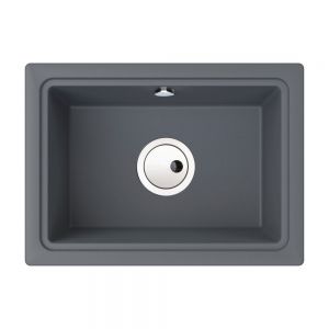 Abode Denton Undermount Single Bowl Grey Metallic Granite Kitchen Sink