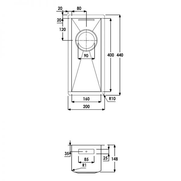 Abode Matrix R0 Undermount 0.5 Bowl Stainless Steel Kitchen Sink #4
