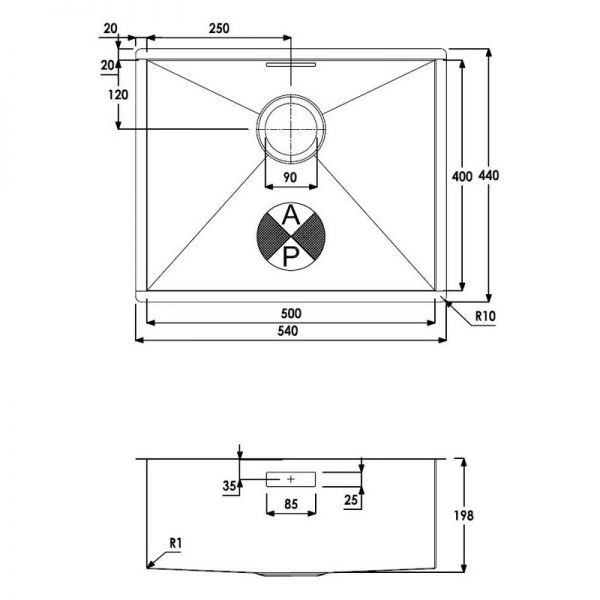 Abode Matrix R0 Undermount Large Single Bowl Stainless Steel Kitchen Sink #4