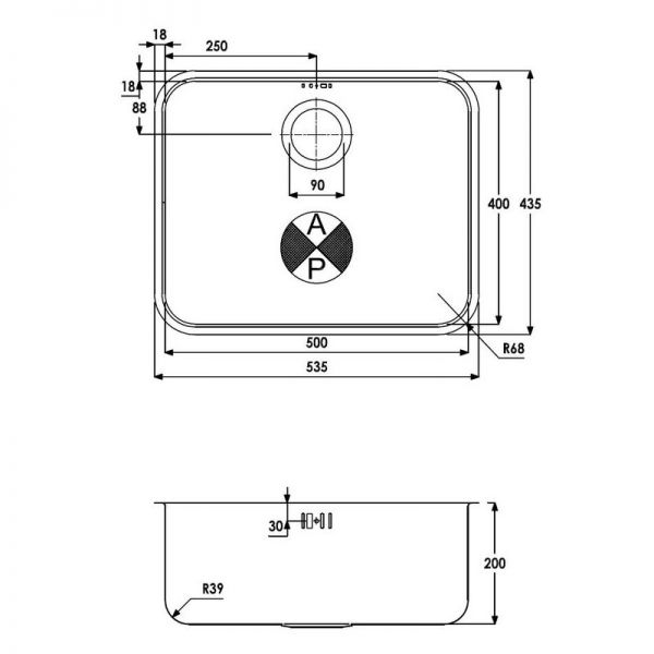 Abode Matrix R50 Undermount Large Single Bowl Stainless Steel Kitchen Sink #3